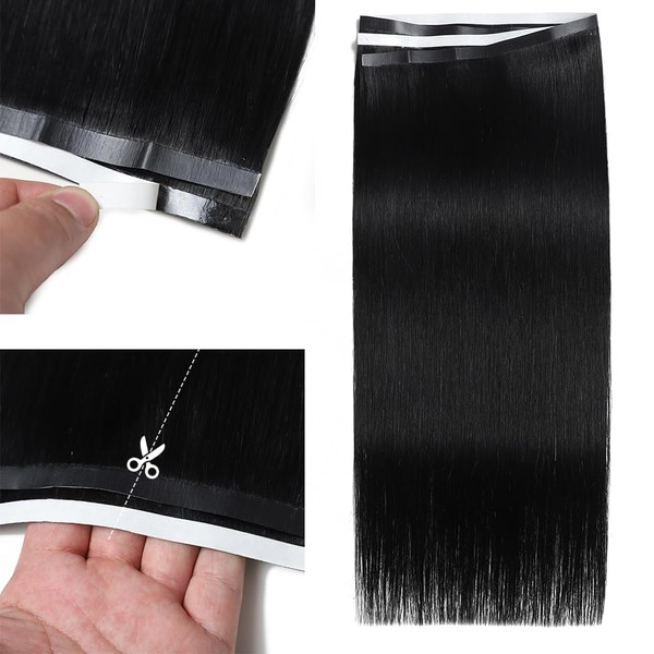 Caliee One Piece Tape in Hair Extensions 20 Inch Jet