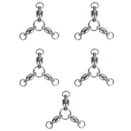 7+6+6#, Pack of 10, Triple Swivels Fishing Tackle, T-Turn Rolling Swivel for Fishing Rigs in Saltwater, Solid Ball Bearing Fast Accessories