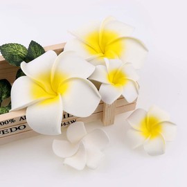 Yesallwas Plumeria Artificial Flowers, 2.0 inches (5 cm), Set of 50, White Sponge, Handmade Flowers, DIY Handmade, Wedding, Party, Decoration, Photo Props