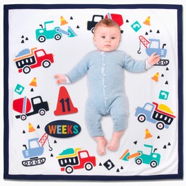 Baby Weekly, Monthly Milestone Blanket for Baby Boys and Girls with Month & Week Markers for Swaddling and Baby Photo Props (Baby Builder)