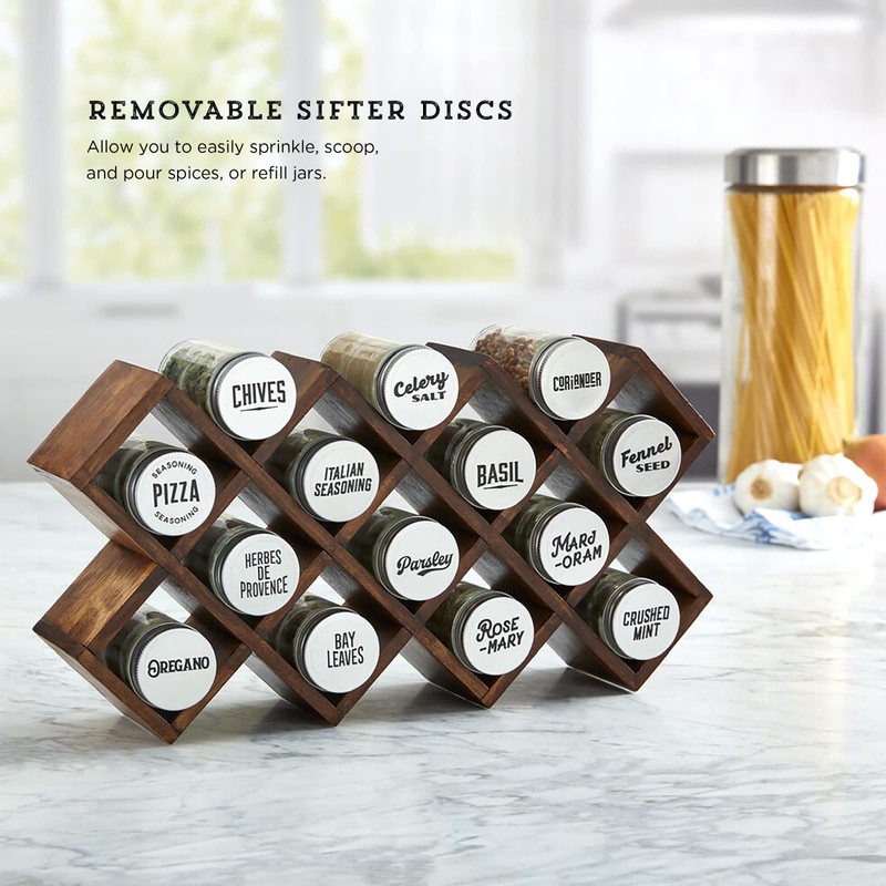 Kamenstein 10 Jar Criss-Cross 2-in-1 Spice Organizer for Countertop or