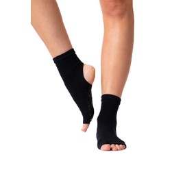 DRESP Yoga Socks with Non-Slip | Leg Warmers for Dance and Sports | Yoga Toe-Free | Solid Cotton | Warm | Toe-free and Heel-Free | Elegant Yoga Sock - Cotton Mix, black