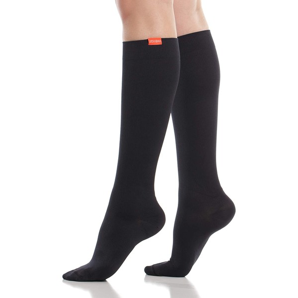 VIM & VIGR Cotton 15-20 mmHg Graduated Compression Socks for Women & Men (Black Solid, Small/Medium)