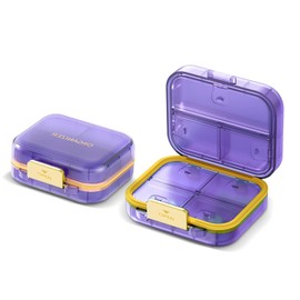 2PCS Travel Pill Organizer, Portable Travel Pill Case, Multipurpose Travel Pill Containers, Pill Cases Organizers 7 Day, Travel Size Pillbox, Purple