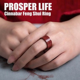 HETICA Cinnabar Feng Shui Ring for Men Women, Attracting Wealth and Good Luck, Money Amulet Lucky Ring, Mother's Day Gifts