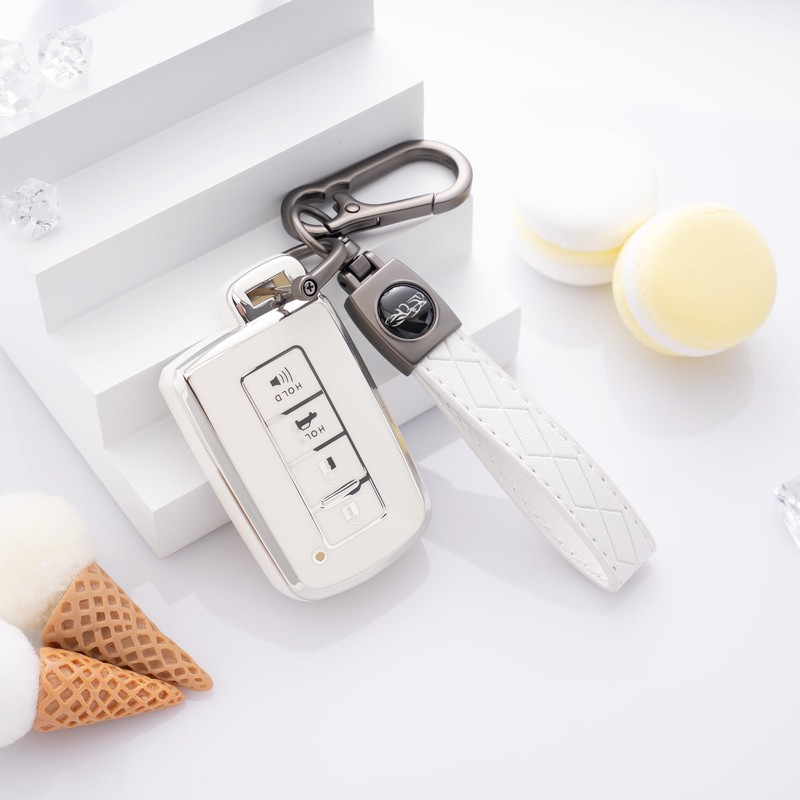 Flensent Key Fob Cover with Keychain for Toyota Highlander Sequoia