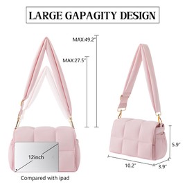 NAARIIAN Crossbody Bag for Women Quilted Puffer Purse Fashion Lightweight Travel Handbags Cute Small Shoulder Bag, Dark Pink, Small