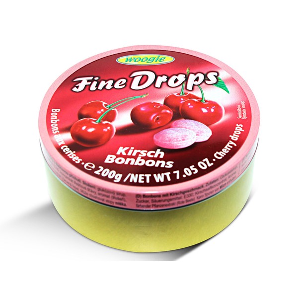 Woogie, German Fine Drops Sanded Cherry Candy Tin 200gr (Kirschgeschmack) (4 pcs)