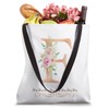 WOMENS LETTER 'F' INITIAL WATERCOLOR DUSTY PINK ROSE FLOWER Tote