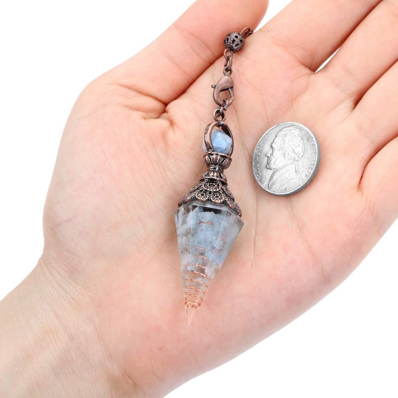 Jovivi Natural Aquamarine Healing Crystal Pendulums for Dowsing Divination 6