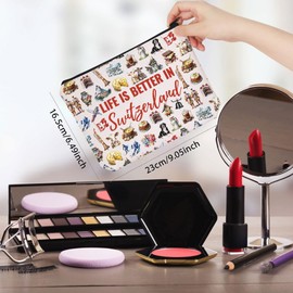 WCGXKO Switzerland Souvenir Makeup Bag Switzerland Culture Gift Switzerland Trip Gift for Switzerland Lover (Switzerland Bag)