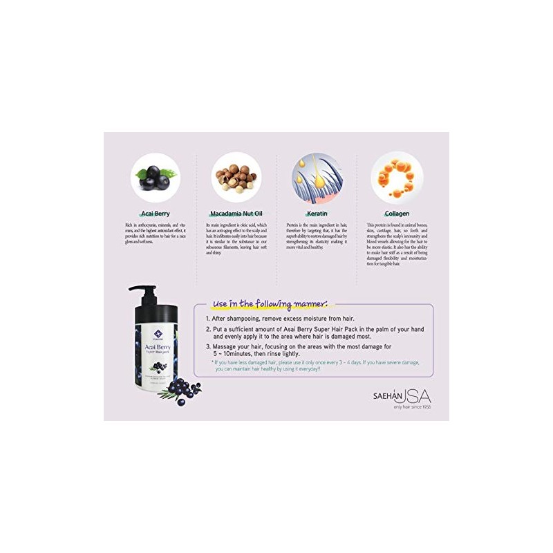 Elabore Acai Berry Super Hair Pack 33.80fl.oz/ 1000ml