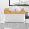 Napkin Case, Removable Bamboo/Wood Cover Plastic Tissue Box Holder Storage