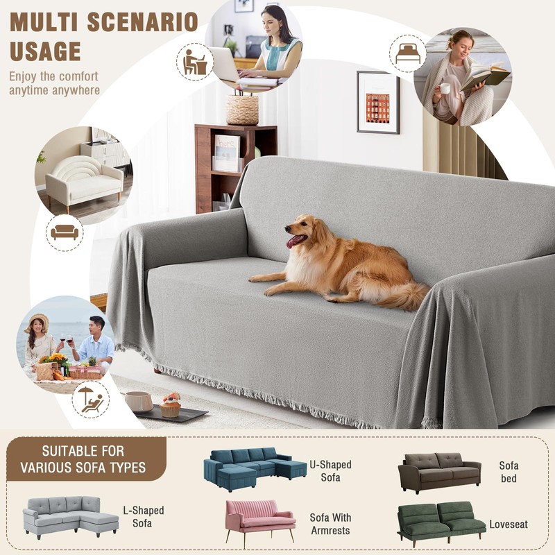 TAOCOCO Couch Cover Blanket Sectional Sofa Covers Thick Durable Couch