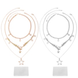 Mikovivi 2pcs Y2K Star Necklace for Women, Gold & Silver Stack Star Necklace with Grunge Chain Aesthetic Vintage Cute Gothic Emo Jewelry Set