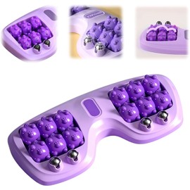 Masajeador de Pies Portátil de Doble Rodillo, Masajeador de Pies Portátil de Doble Rodillo, Rodillo Masajeador de Pies para Acupresión y Reflexología,Barra de Masaje Dolor de Arco para Hogar u Oficina (Morado)