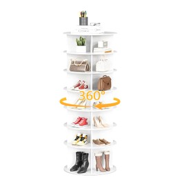 Mishukaze Rotating Shoe Rack 7 Tier Rotating Shoe Rack Freestanding 360° Rotating Shoe Handbag Display Organizer Easy to Assemble Space Saving Available, Suitable for Entryway Closet