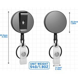 2 Pack Metal Retractable Keychain, ID Badge Holder Reel Heavy Duty Retractable Badge Reel for Badge Holder Round All Metal Casing with Stainless Steel Spring Coil