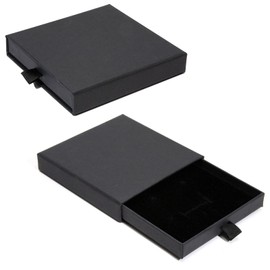 Ayzylpth 2-Pack Pull-Out Armband Geschenk Box, 3,5x3,5x0,7 Zoll Schmuck Geschenk Box quadratische Maßnahmen, Papier-Schmuck-Geschenk-Boxen für Ringe, Ohrringe und kleine Accessoires (schwarz)