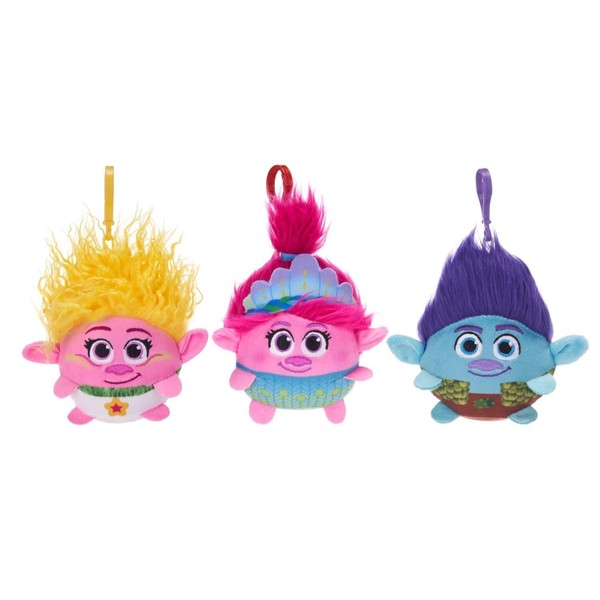 4"/10CM TROLLS 3 SQUASHY PODGIES BAG-CLIP 3 ASSORTED DESIGNS, 1