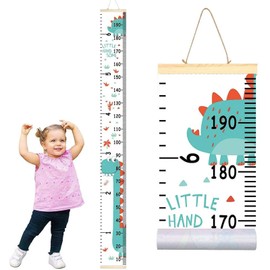 Viynran Child Growth Chart, Baby Growth Chart Kids Height Wall Chart Hanging Height Measurement Wall Ruler, Wood Frame Fabric Canvas Height Chart for Kids