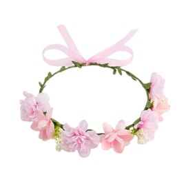 TACBSP Colorful Flower Crown for Women Rose Flower Headband Handmade Floral Headpiece Cosplay Headwear Wedding Party Wreath Hair Accessories (Pink 1)