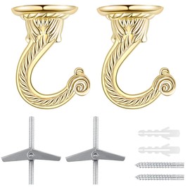 OBSTKUCHEN 2 Sets Large Swag Ceiling Hooks Heavy Duty Swag Hook with Hardware for Hanging Plants Ceiling Installation Cavity Wall Fixing (2 Sets Gold)