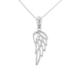 925 Sterling Silver Guardian Angel Filigree Wing Pendant Necklace, 22"