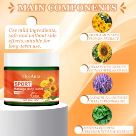 Bio Sport Body Butter mit Arnika-Salbe & Ringelblumen-Extrakt für Natürliche Regeneration nach dem Sport,Vegan,50G