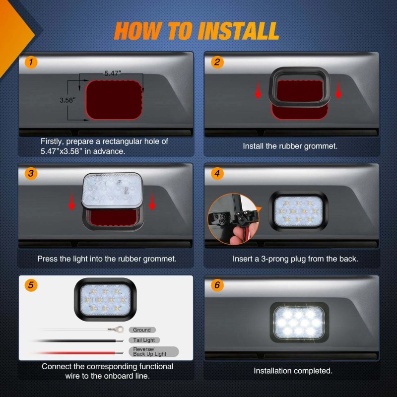 Nilight 2 Pcs 5 X 3 Inch 10 Led White