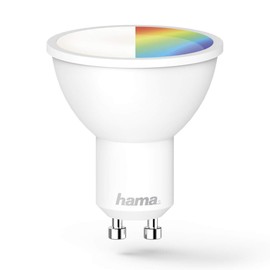 Hama WLAN LED Lamp GU10 (Smart Home Lamp 5.5 Watt Reflector Lamp, Dimmable, Multicoloured RGBW, WiFi LED Lamp with Voice Control and App, Compatible with Alexa, Google, Siri, Apple, No Hub Required)
