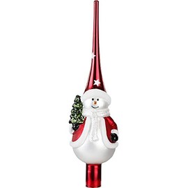 Inge-Glas Christmas Tree Topper 28 cm Glass Snowman Red