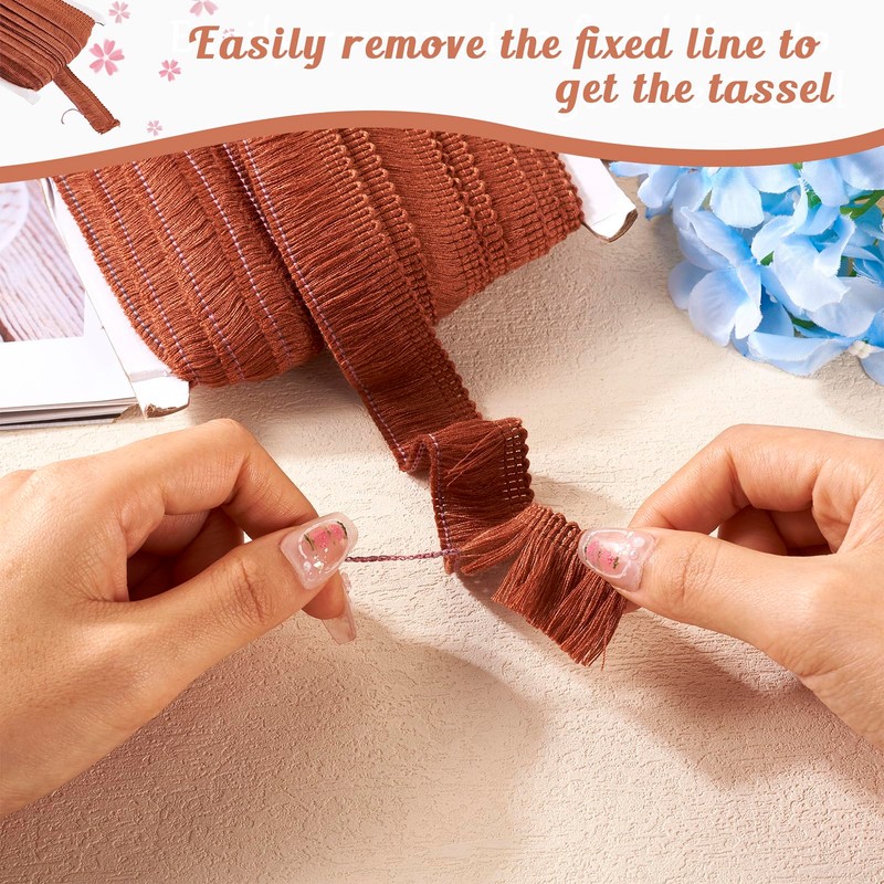 Beadthoven 27 Yards 1 Inch Fringe Tassel Ribbon - Polyester