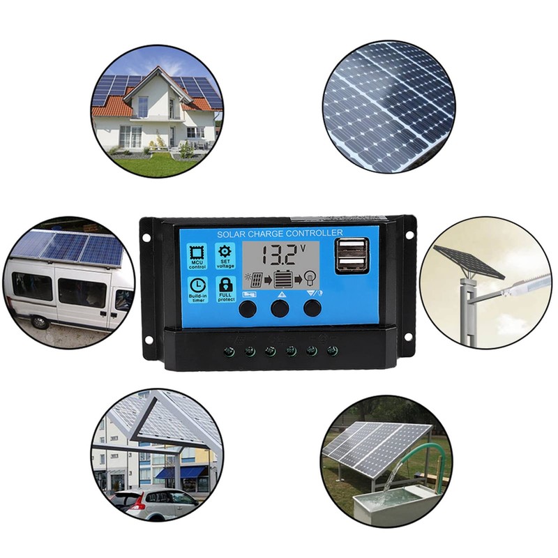 Solar Controller, 6A/5A/4A/3A/2A/1A 12V 24V Auto Solar Controller PWM Controller