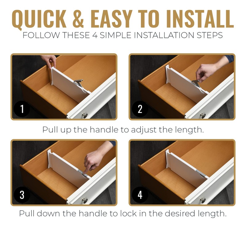 RAPTUROUS Adjustable Deep Drawer Divider – 6" Tall, Expandable 13-22",