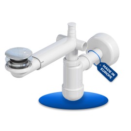 LAXARA Telescopic Siphon for Sink - 1 1/4 Inch Space-Saving Siphon Washbasin Made of White Plastic - Siphon Sink with Pop-up Drain Valve - Horizontal and Vertical Adjustable