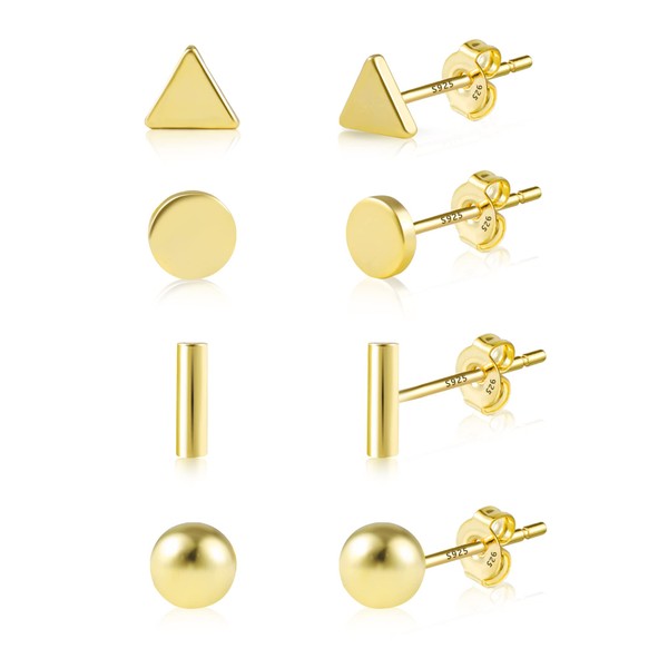 ASH'S CHOICE Gold Stud Earrings Set, 925 Sterling Silver Stud
