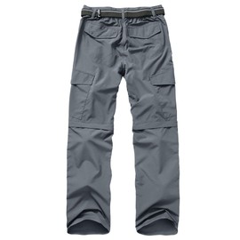 Mens Hiking Pants Convertible Outdoor Waterproof Quick Dry Zip Off Lightweight Travel Fishing Boy Scout Pants6088-gray-32