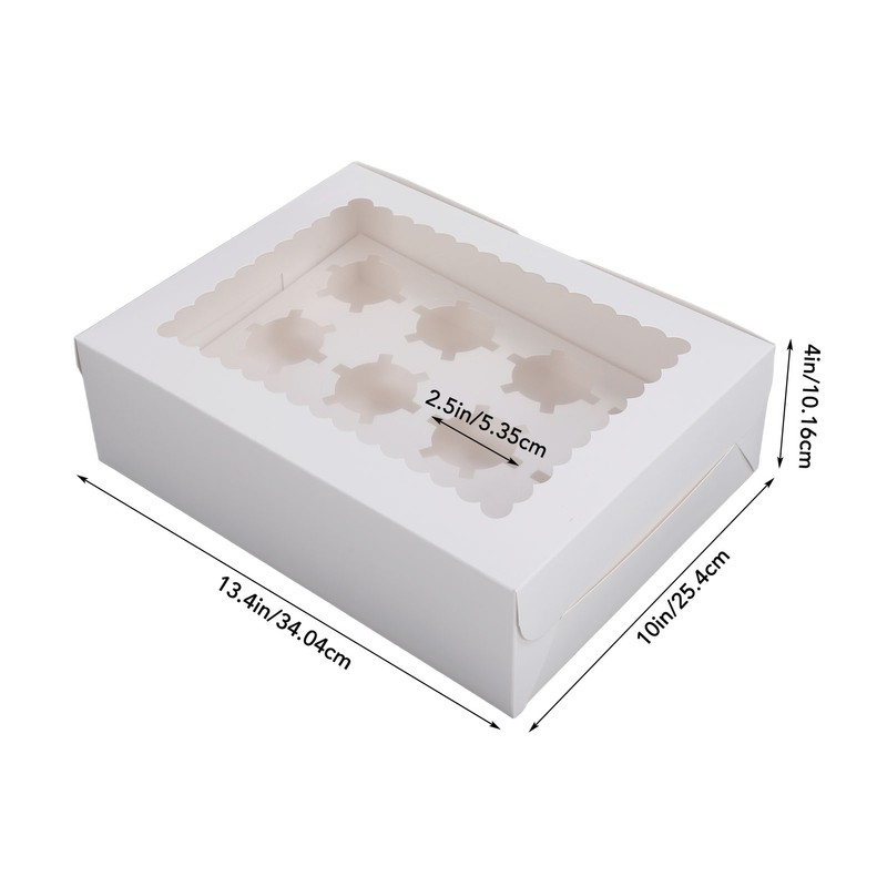 6PCS Set Cupcake Container 12 Holes Cardbord Bakery Pastry Carrier