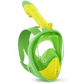 Kids Snorkel Mask Full Face, Snorkeling Gear with Safe Smooth-Breathing System Anti-Fog Leakproof, Wide View Diving Mask Snorkeling Set with Removable Camera Mount and Mesh Bag