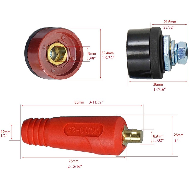 RIVERWELD TIG Welding Cable Panel Connector Socket Set Quick Fitting