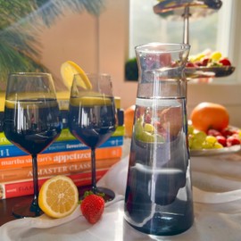 Modernist Home Turkish Wine Carafe, Elegant Ombre Gradient Grey Glass, For Water, Juice, Milk, 38.7 Fluid Ounces (1,145ml)