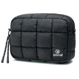 DOYOGI Quilted Cosmetic Bag, Puffer Makeup Bags,Crossbody Purses for women,Cute Travel Toiletry Bag for Women, Charcoal, Cute, Fashionable