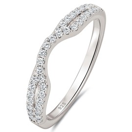 Wuziwen Curved Wedding Bands for Women Sterling Silver Infinity Eternity Rings for Engagement Ring Cubic Zirconia Size 7