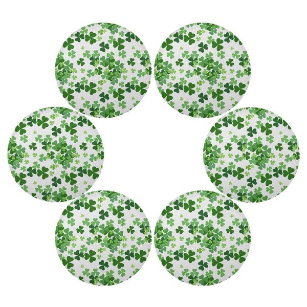 senya St. Patrick Day Clover Round Placemats Set of 6