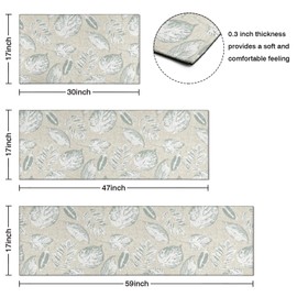 wyoansfhd Kitchen Rug Sets of 3 Piece Non Slip Kitchen Rugs and Mats Washable Kitchen Mats for Kitchen Floor Mat Carpet Runner Rugs for Hallway Laundry Decor 17”x30“+17'' X 47''+17“X59”