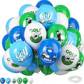 SKTMH 30Pcs Golf Balloons 12Inch Golf Party Balloons Blue Green White Balloons Sport golf Printed Balloons for Hole In One Birthday Decorations SportsTheme Birthday Party Decorations