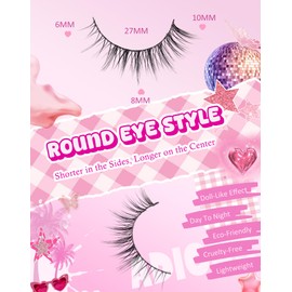 Short Cat Eye Lashes Wispy Fake Lashes Natural Demi Wispies Eyelashes Small Strip Lashes Natural Looking Eye Lashes Pack 7 Pairs D50