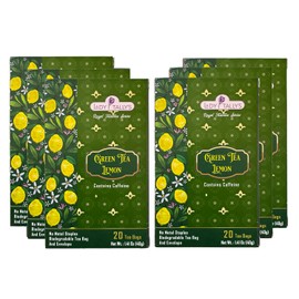 Herbal Cup Tea - Lady Tallys Green Tea Lemon, Rich Flavor and Aroma for Daily Indulgence, Caffeinated, Enjoy Hot Cold Summer Winter, 20 Teabags (Pack of 6)