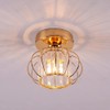 Mini Crystal Chandelier Flush Mount Crystal Ceiling Lighting Iron Cage